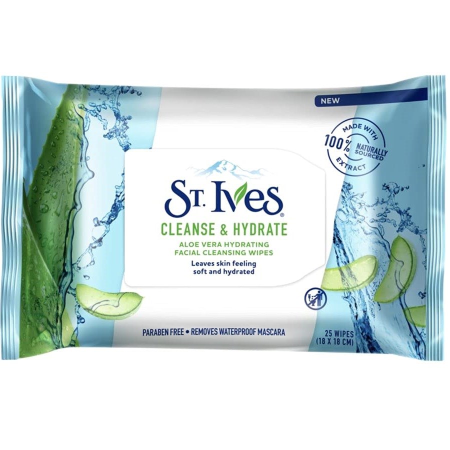 Aloe Vera Facial Cleanse & Hydrate Wipes 25 PCS