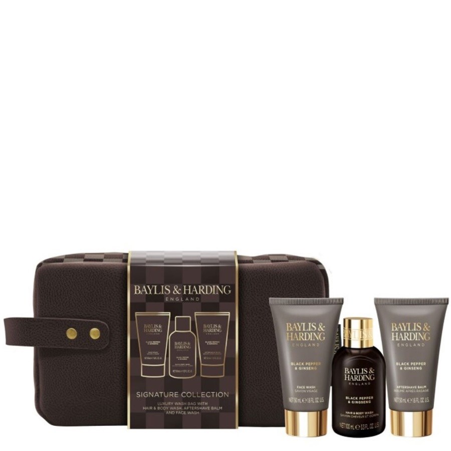 Black Pepper & Ginseng Men's Luxury Wash Bag Gift Set 4 PCS