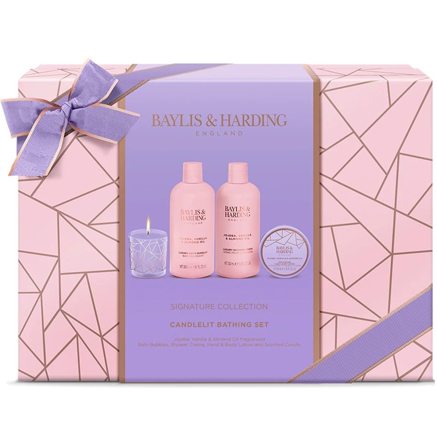 Jojoba, Vanilla & Almond Oil Luxury Candlelit Bathing Gift Set 4 Pieces