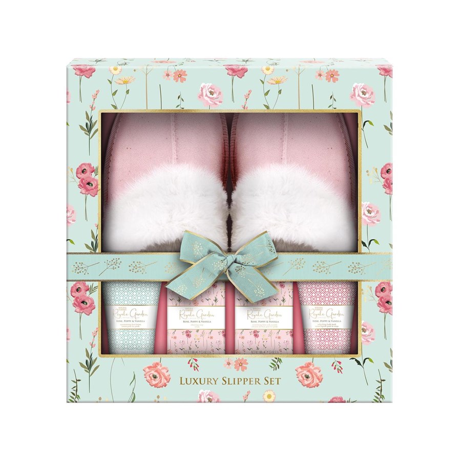 Royale Garden Rose, Poppy & Vanilla Slipper Gift Set 5 PCS