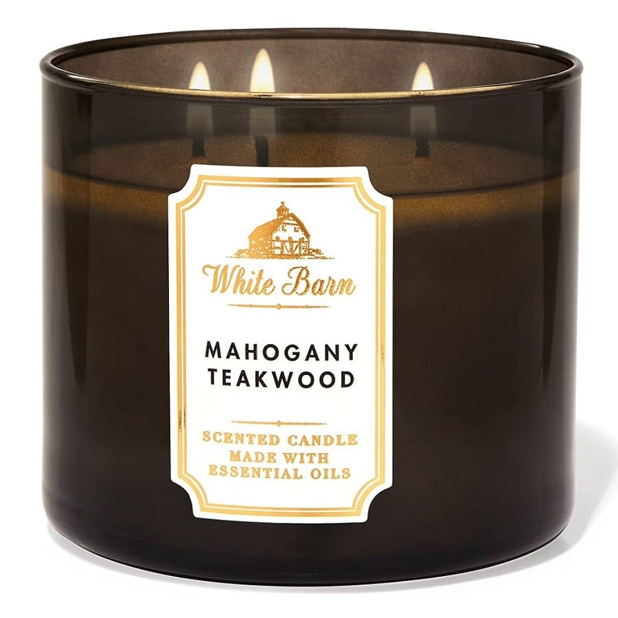 Mahogany Teakwood 3 Wick Scented Candle 411 g